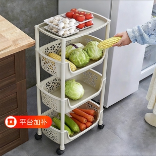 厨房置物架放菜多功能多层果蔬菜篮子收纳架落地筐夹缝零食小推车