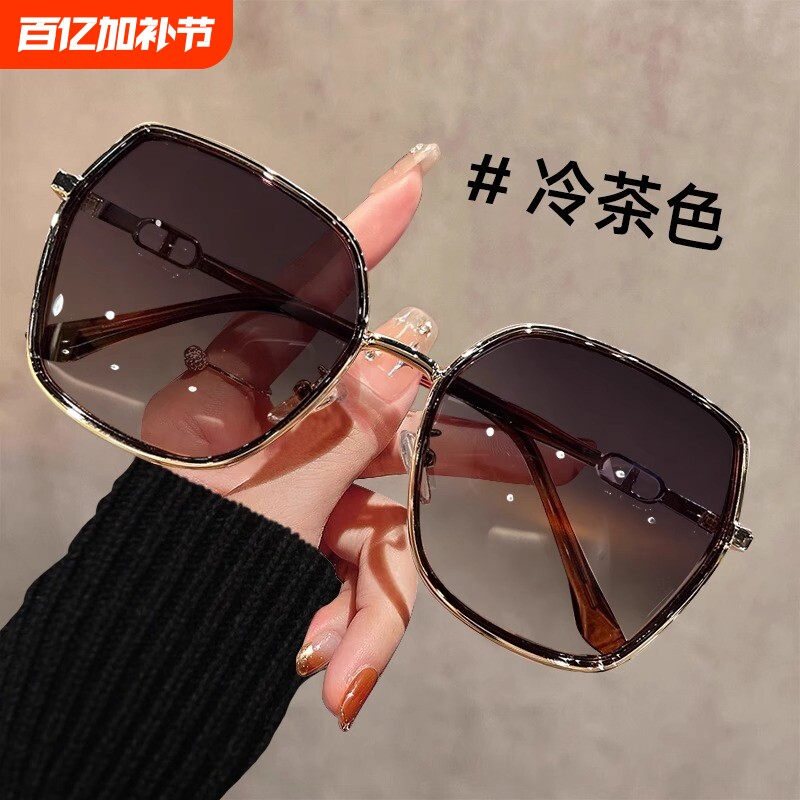 墨镜女款2025新款大框偏光适合方圆脸闪粉设计太阳镜防晒防紫外线