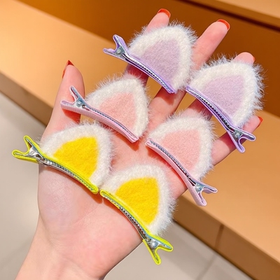 可爱猫耳朵毛绒侧边发夹