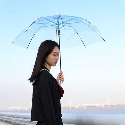 透明雨伞超轻便自动细伞长柄男女网红晴雨两用儿童学生小清新雨伞