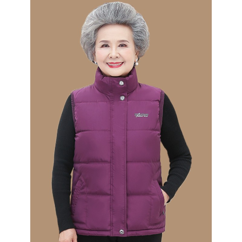 奶奶高领羽绒棉马甲中老年人背心女加厚婆婆妈妈秋冬外穿坎肩外套