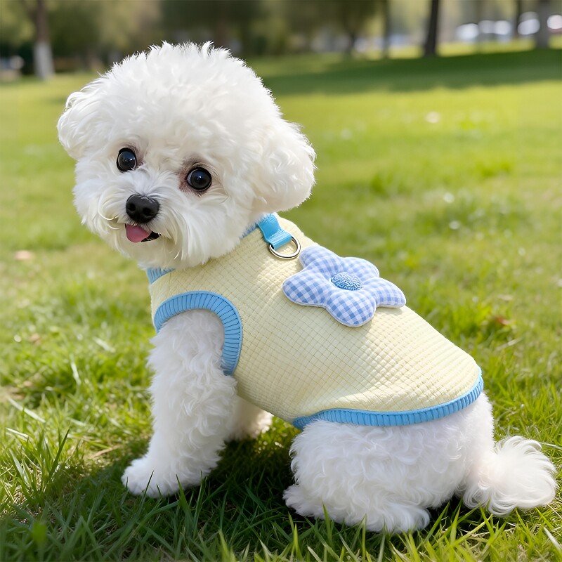 狗狗衣服春夏季可爱花朵防晒背心图片