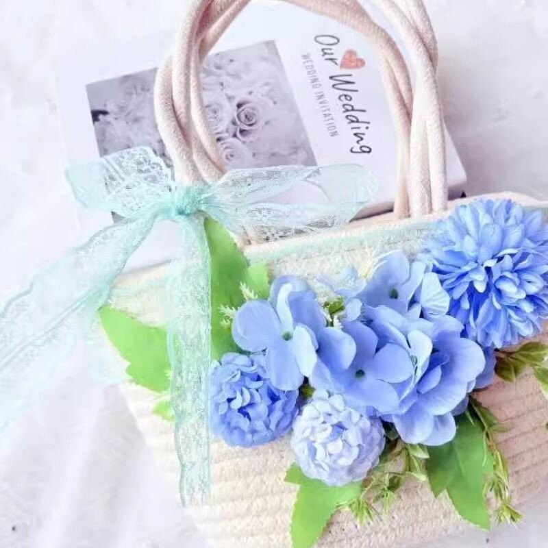 草编包包仿真花diy材料包手工手提包暖场活动团建沙龙节日礼物