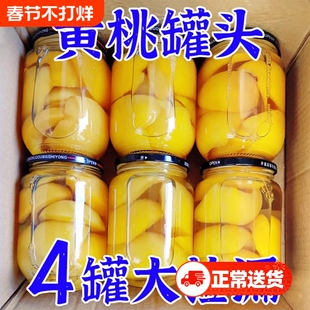 黄桃罐头一箱水果罐头美味好吃整箱玻璃瓶小瓶装510*4瓶零食批发