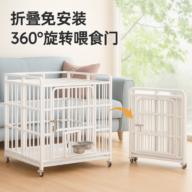 狗笼子中大型犬可折叠带厕所家用室内比熊泰迪边牧专用小型宠物窝图片