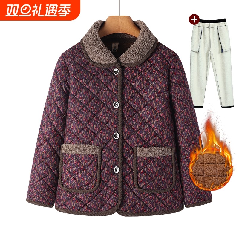 老年棉袄女奶奶冬装棉衣厚外套2025新款加绒保暖过年衣服妈妈棉服
