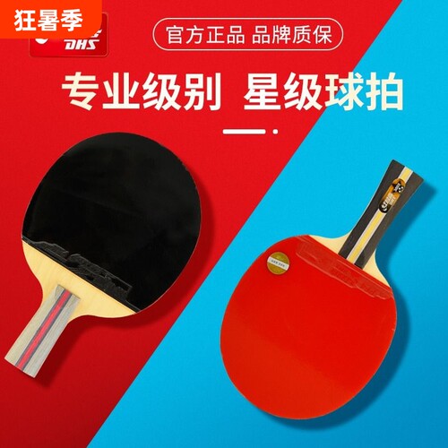 红双喜乒乓球拍官方正品儿童学生专业训练横拍直拍套装胶皮初学