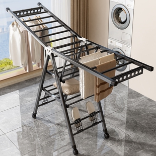 折叠晾衣架室内落地家用阳台凉晒挂衣架婴儿凉衣杆户外晒被子神器