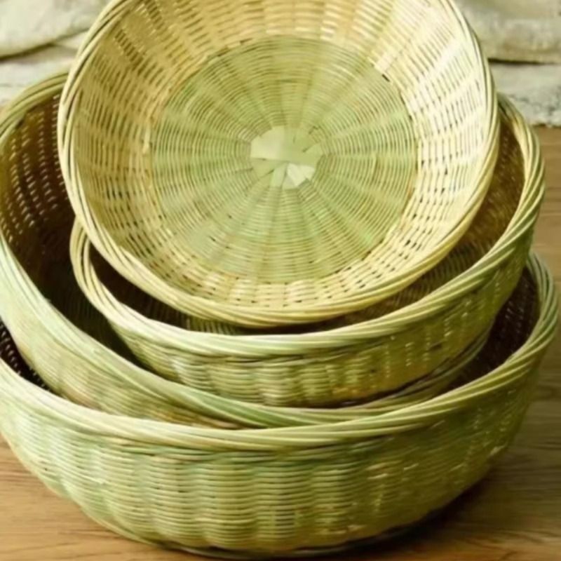 馒头馍竹编制品筐筲簸箕农家用手工圆沥水篮竹篓筐筛子编织水果篮,特色手工艺,竹编/竹雕,淘宝优惠券,粉丝福利购,淘宝优惠卷