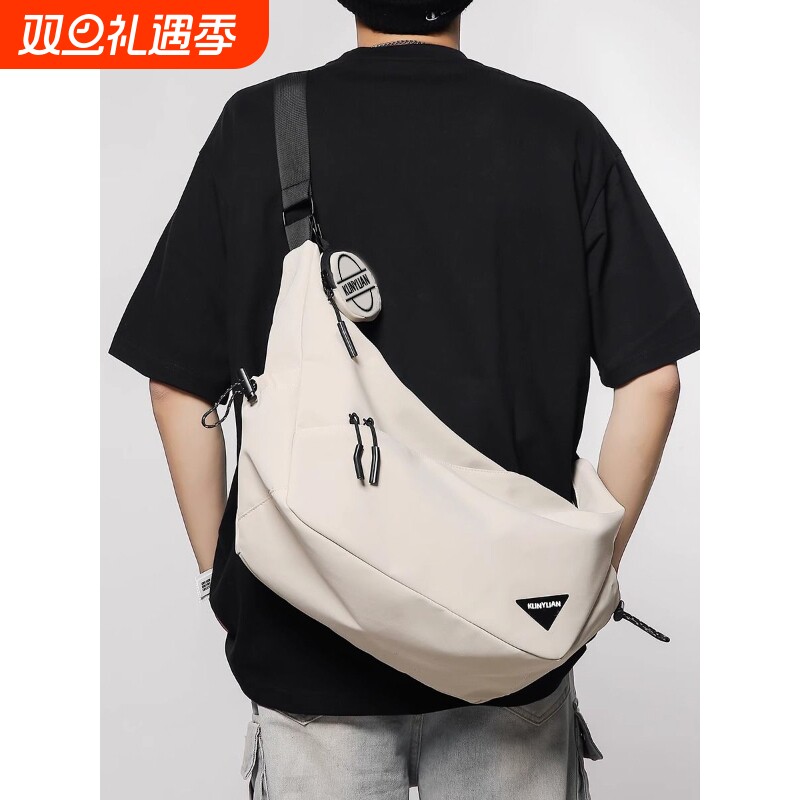 伊布古奇斜挎包男生百搭通勤单肩包女包2025新款机能骑行邮差包