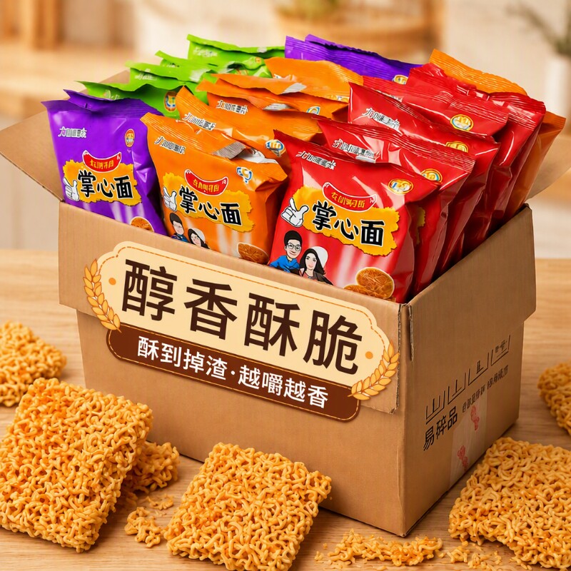 九洲五味干脆面零食小吃50包干吃方便面整箱火鸡面网红批发休闲