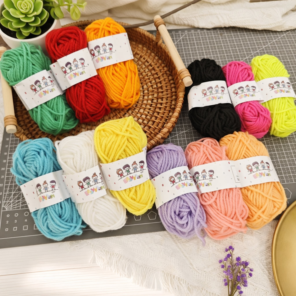 毛线球彩色毛线团儿童手工DIY编织粘贴画红色粉色黑色混色薄荷绿