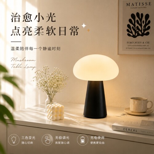 北欧蘑菇灯复古风创意氛围床头灯