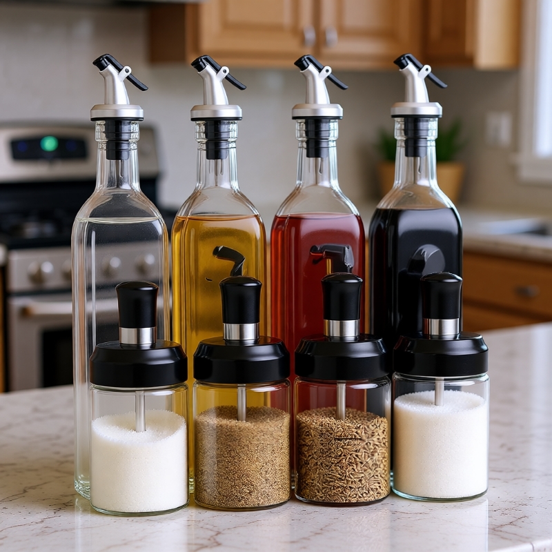 玻璃调料盒盐罐厨房调料套装密封家组合调味料罐酱油醋勺子油瓶