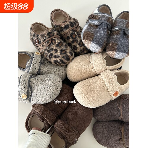gogoback内增高加绒毛毛鞋女秋冬复古百搭魔术贴棉鞋一脚蹬勃肯鞋
