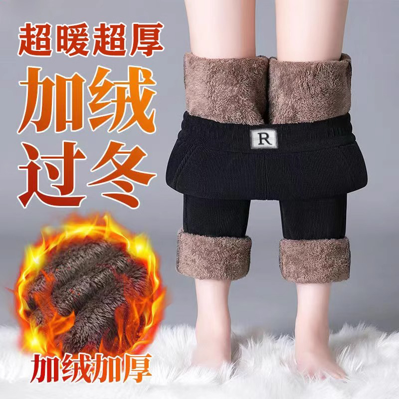 冬季加绒加厚雪尼尔中年妈妈裤高腰弹力外穿灯芯绒保暖休闲直筒裤