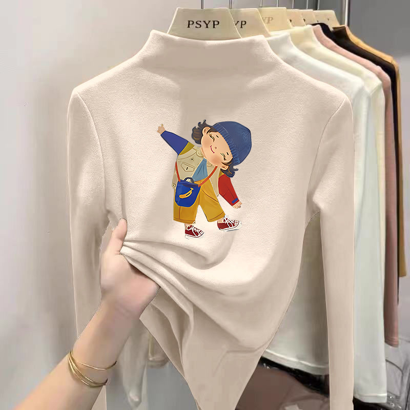 秋冬新款半高领德绒长袖小女孩打底衫中大儿童T恤舒适女宝宝上衣