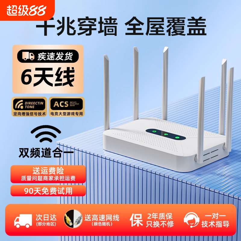 路由器家用高速千兆无线wifi6穿墙王5G双频游戏电竞大户型信号增强学生宿舍移动光猫极速上网光纤2025新款
