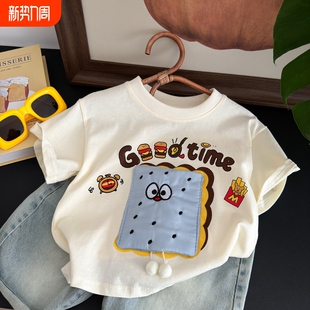 衫 男女童卡通百搭半袖 宝宝上衣Y174 t恤夏装 韩系儿童纯棉玩偶短袖