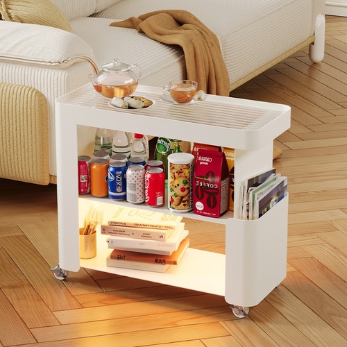 可移动边几沙发侧边柜轻奢高级感客厅茶几铁艺床头置物架收纳奶油