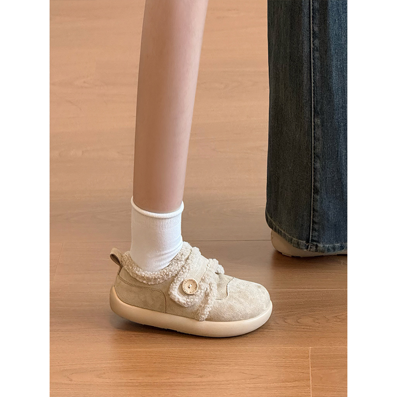 厚底雪地靴女2025冬季新款复古加绒加厚棉鞋百搭魔术贴防滑毛毛鞋