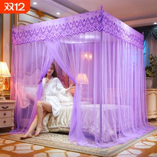 蚊帐2024新款 家用卧室加密加厚落地纹账文章带加粗加支架不锈钢