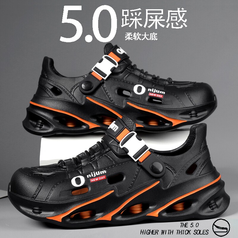 凉鞋男款夏季外穿防滑防臭全包拖鞋户外溯溪鞋开车沙滩椰子洞洞鞋