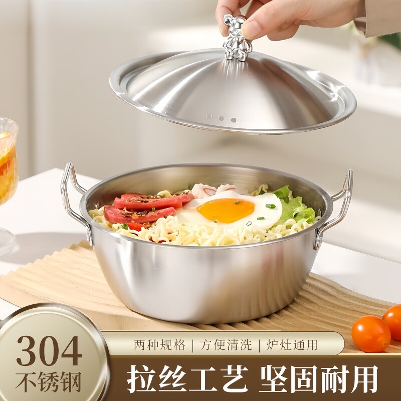 304不锈钢韩式凉拌盆加厚带耳图片