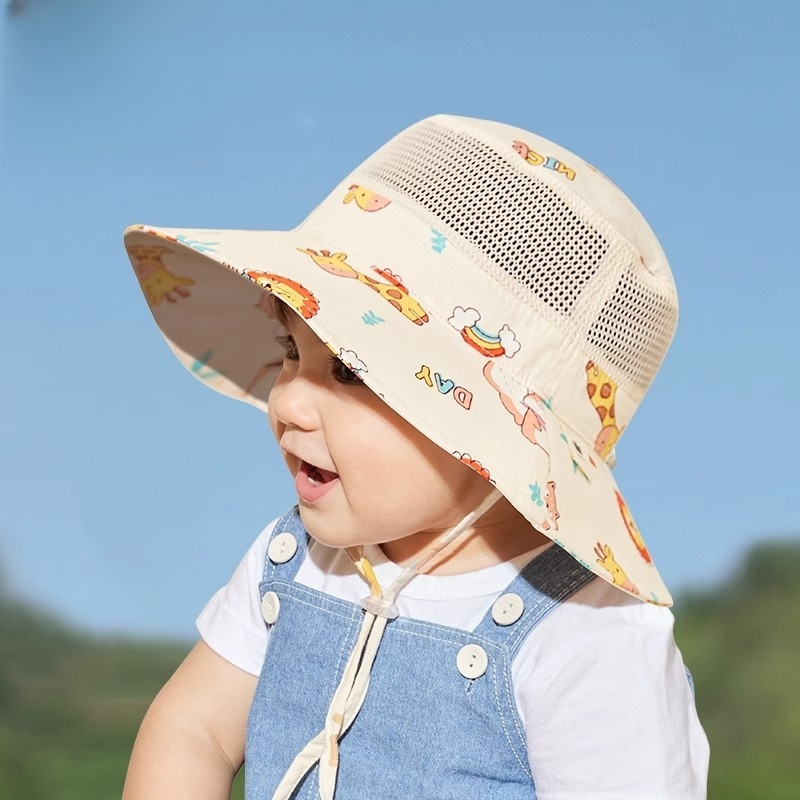 遮阳帽婴儿一岁男女童大帽檐防晒帽子2025夏季新款宝宝渔夫太阳帽