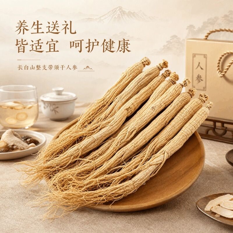 东北人参生态干人参泡酒煲汤送礼佳品生晒参延边原产地整支滋补