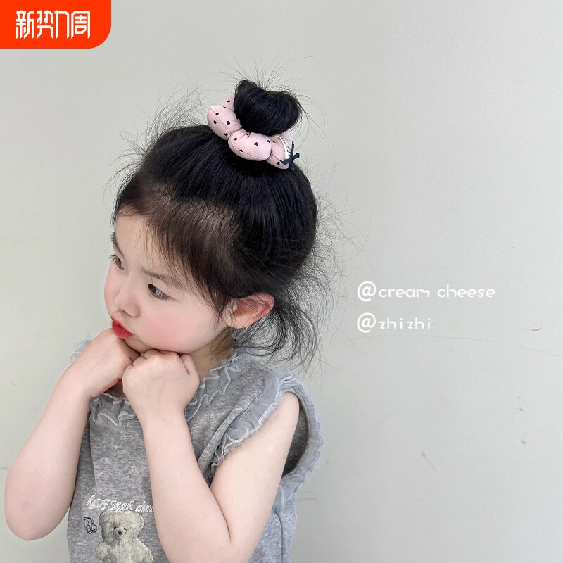 韩版女孩花朵大肠圈发圈儿童蝴蝶结套圈女童丸子头绳发绳充棉波点