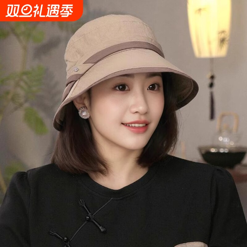 轻薄速干遮阳防晒帽春秋2025新款洋气渔夫帽凉帽遮脸出游太阳帽女