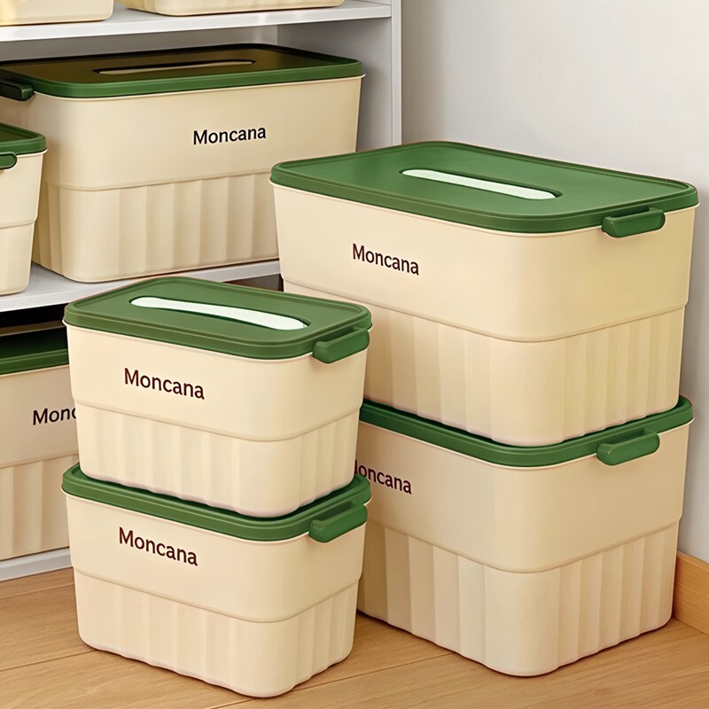 桌面收纳盒带盖零食筐杂物家用玩具衣服整理盒大容量储物箱密封