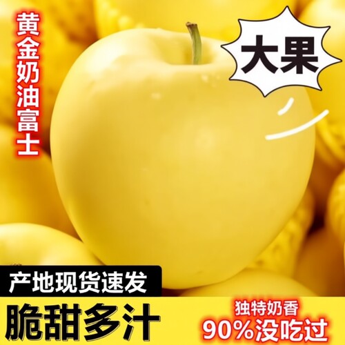 山东正宗黄金奶油富士苹果苹果脆甜薄皮奶油味新鲜纯天然孕妇水果