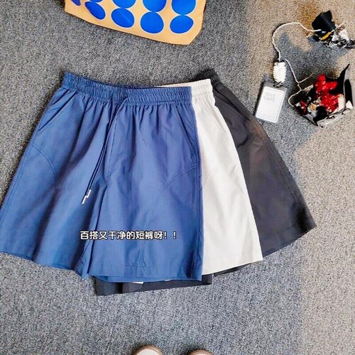 夏季男女士速干短裤美式休闲薄款五分裤斜切沙滩裤运动白色户外