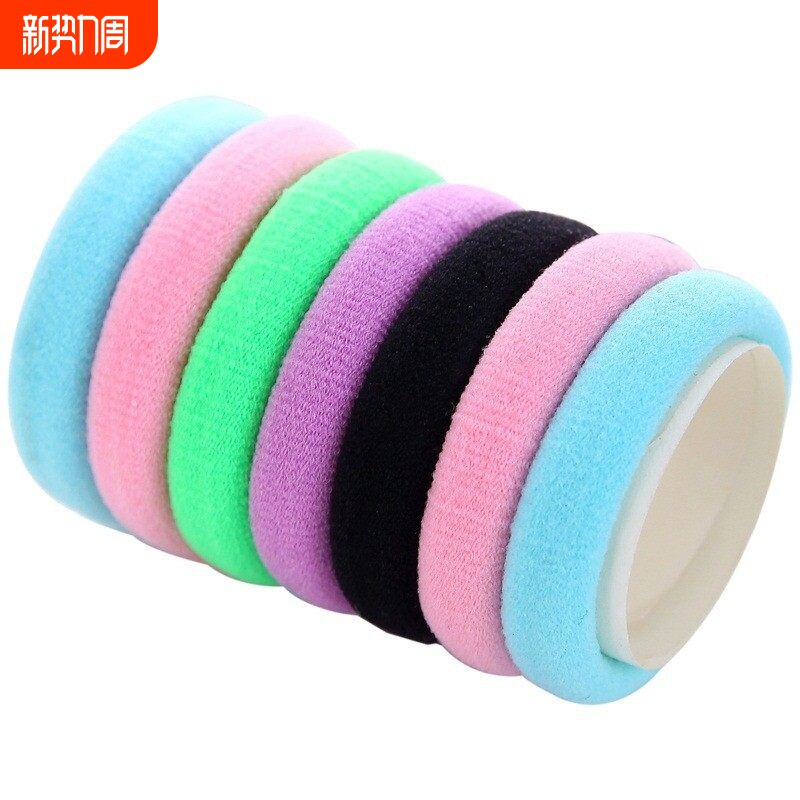 头发高马尾皮筋彩色无缝接高弹力发圈尼龙毛巾圈发绳儿童扎头发