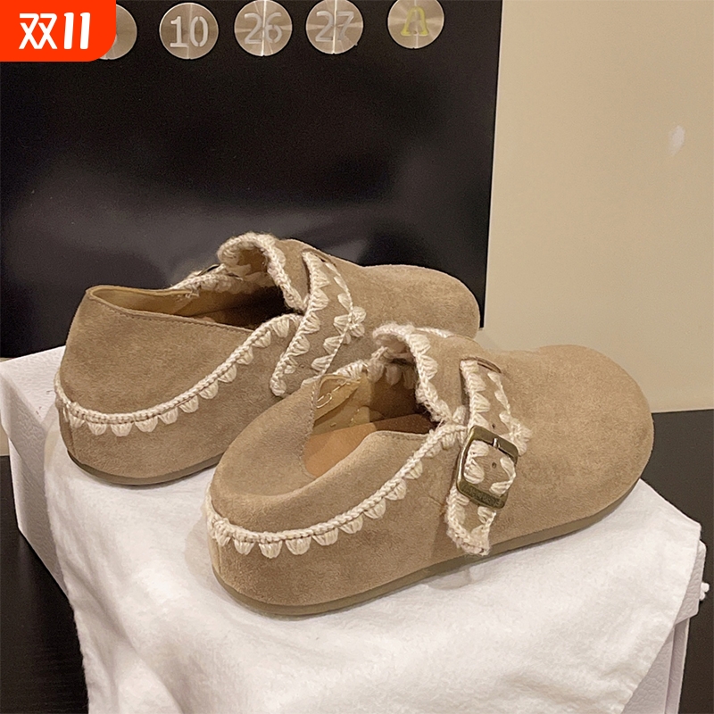 绝美厚底勃肯鞋女全包2025新款一脚蹬内增高春秋单鞋小个子女鞋子