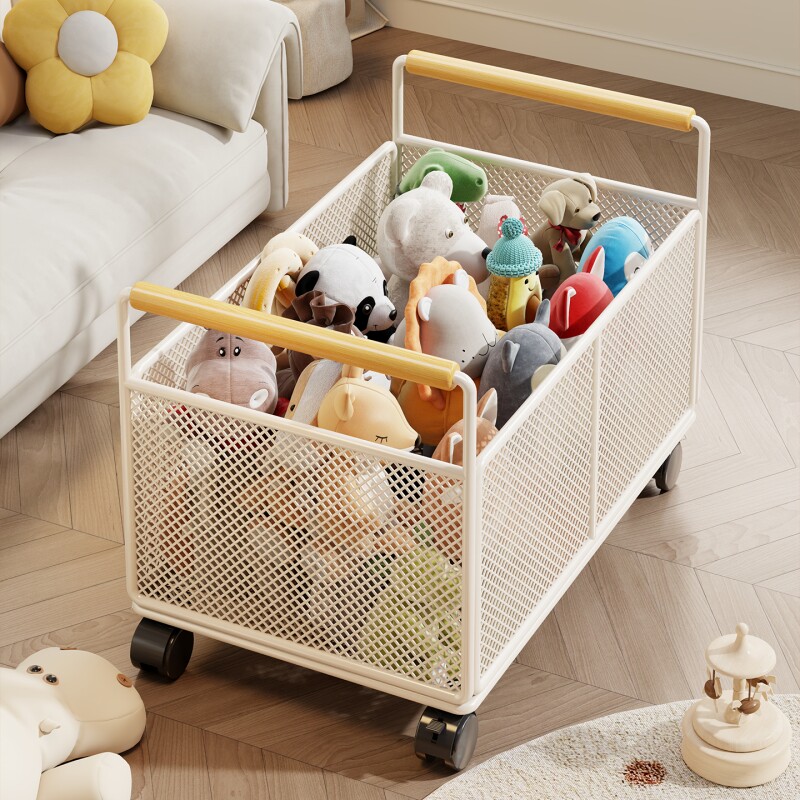 儿童玩具收纳架宝宝小推车置物架子玩具箱带轮脏衣篓整理神器移动