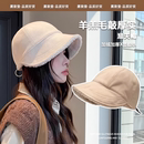 赵露思同款 帽子女秋冬渔夫帽大头围大脸适合加厚保暖羊羔毛鸭舌帽