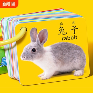 认知卡片动物早教卡0 3岁6幼儿童宝宝益智看图识字物玩具启蒙书