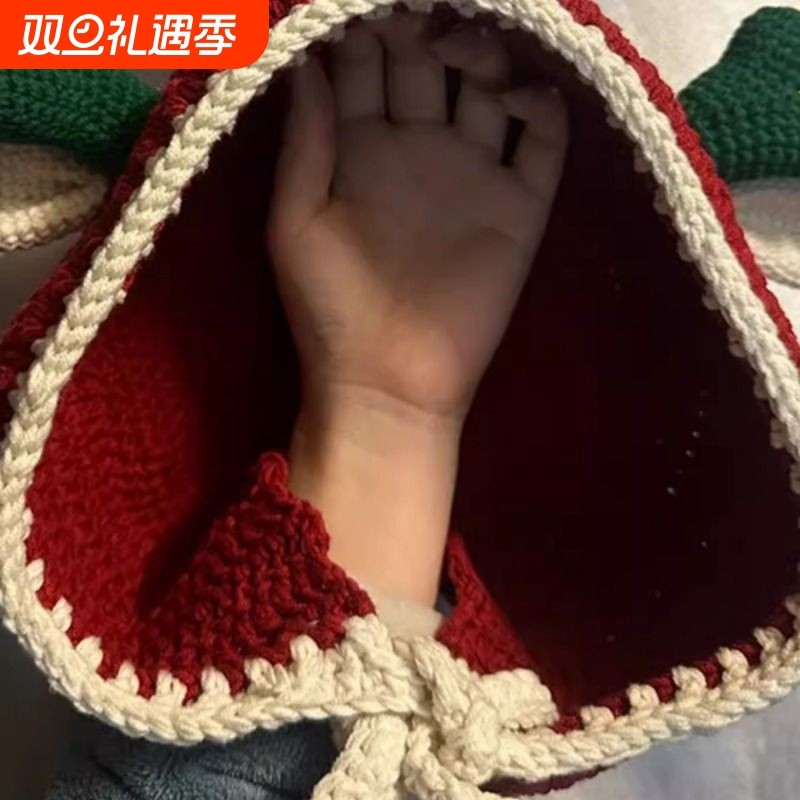 可爱圣诞麋鹿帽子手工diy礼物毛线编织材料包钩针手作打发时间女
