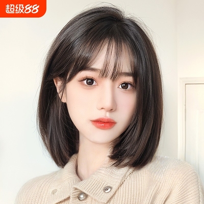 假发女短发全头套式自然减龄仿真发全真新款波波头假发套圆脸发丝