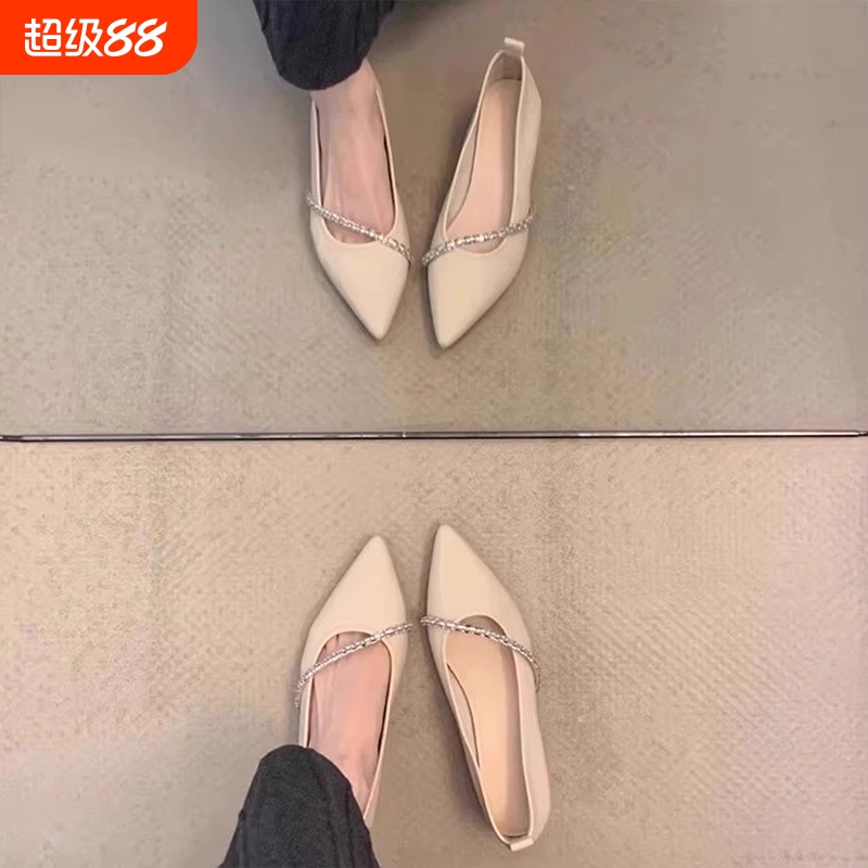法式低跟粗跟高跟单鞋女2025新款夏季配裙子尖头玛丽珍小皮鞋凉鞋