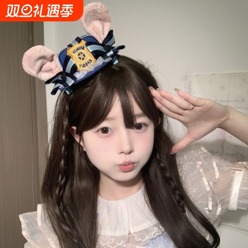 可爱朱迪兔子警官cos卡通礼帽发夹女生疯狂动物城兔耳朵帽子头饰