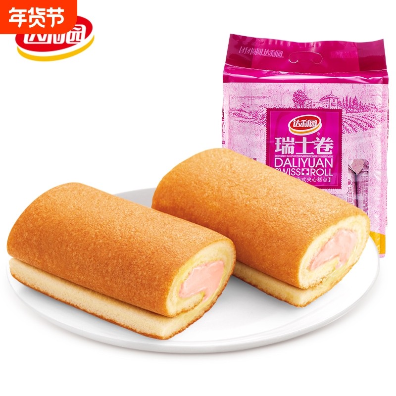 达利园瑞士卷草莓味240g蛋糕健康早餐充饥解馋点心糕点小零食西式