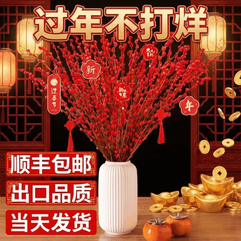 银柳真花鲜枝干花摆件室内客厅鲜花绿植年宵花卉植物过年水培摆放