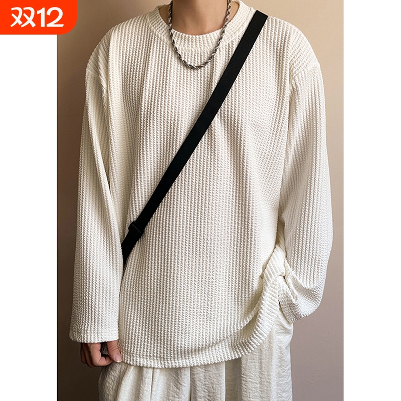 美式长袖T恤男春秋季内搭宽松休闲运动上衣青少年cleanfit打底衫