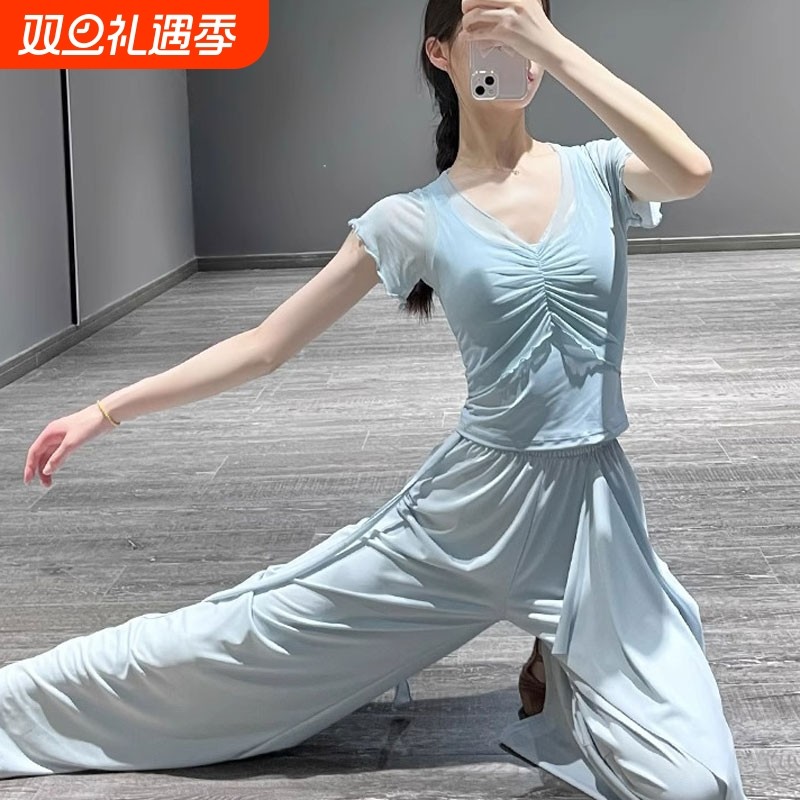 中国舞练功服上衣女款新款舞蹈短袖芭蕾形体训练服现代古典舞服装