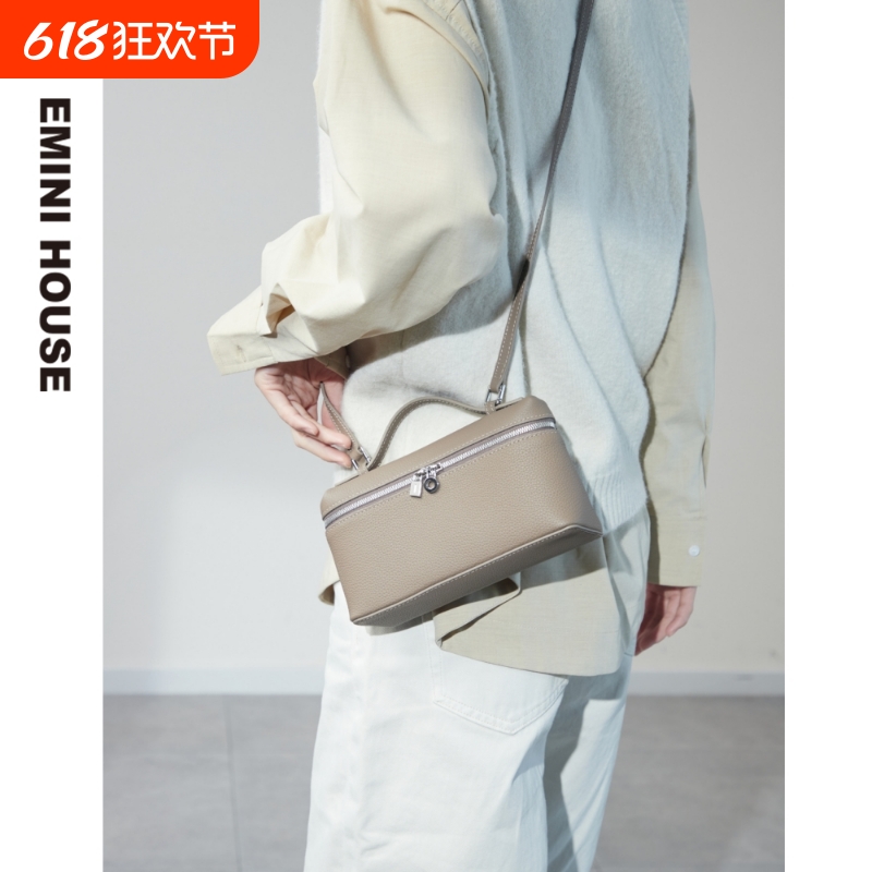 伊米妮2025新款真皮时尚小众设计师盒子包简约牛皮小包手提单肩包