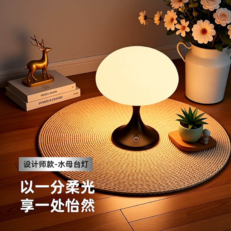 水母台灯落地复古客厅充电轻奢高级感氛围灯主卧室床头触摸小夜灯